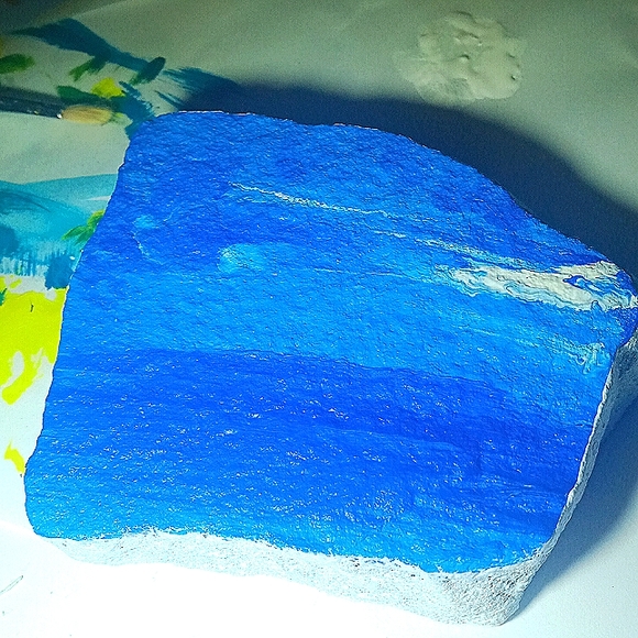 OCEAN landscape handmade Art hand-painted river Rock Art Stone - Picture 4 of 4